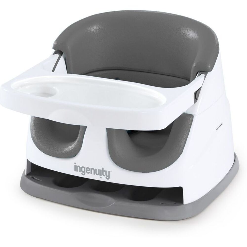 Baby Base 2-in-1 Booster Feeding and Floor Seat with Self-Storing Tray - Slate